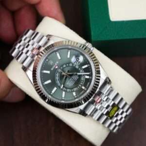 Rolex Watch Sky Dweller Green Dial Jubilee Strap 42mm