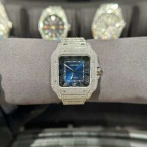 Cartier Santos With Full Natural Diamond VVS Blue Dial 39.8mm