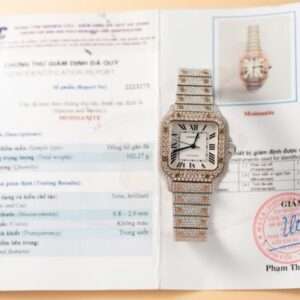 Cartier Santos With Full Diamond Moissanite
