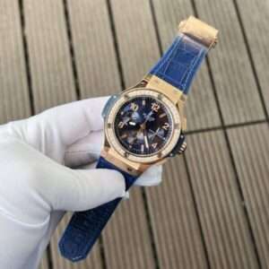 Hublot Big Bang Chronograph Gold Blue With Diamond Bezel 44mm