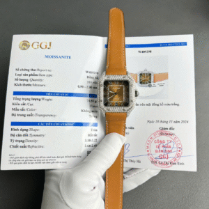 Cartier Santos Dial Brown Custom Diamonds Moissanite BV Factory 39.8mm