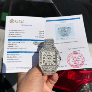Cartier Santos Full Diamond Moissanite