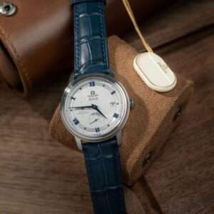 Omega De Ville Prestige Power Reserve Watch Blue Leather Strap 39.5mm