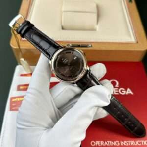 Omega De Ville Prestige Power Reserve Watch Dial Chocolate Leather Strap 39.5mm